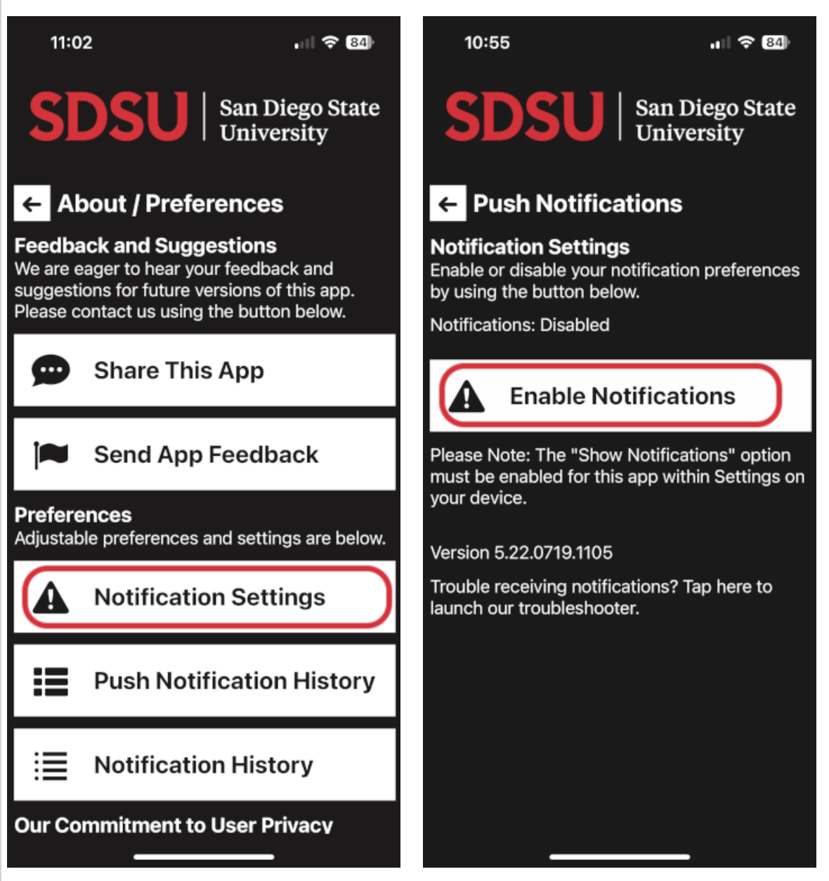 Preferences Screen to Notification Settings